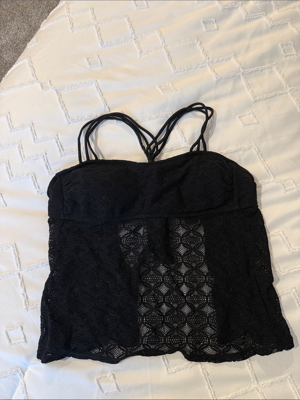 Black Lace swim Tank Top - Women